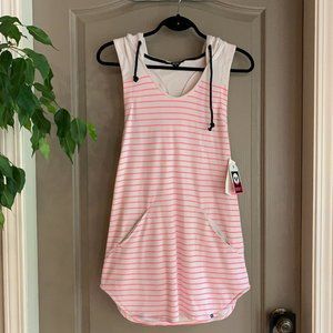 Sleeveless Pink Striped Hooded Tunic Without Tag